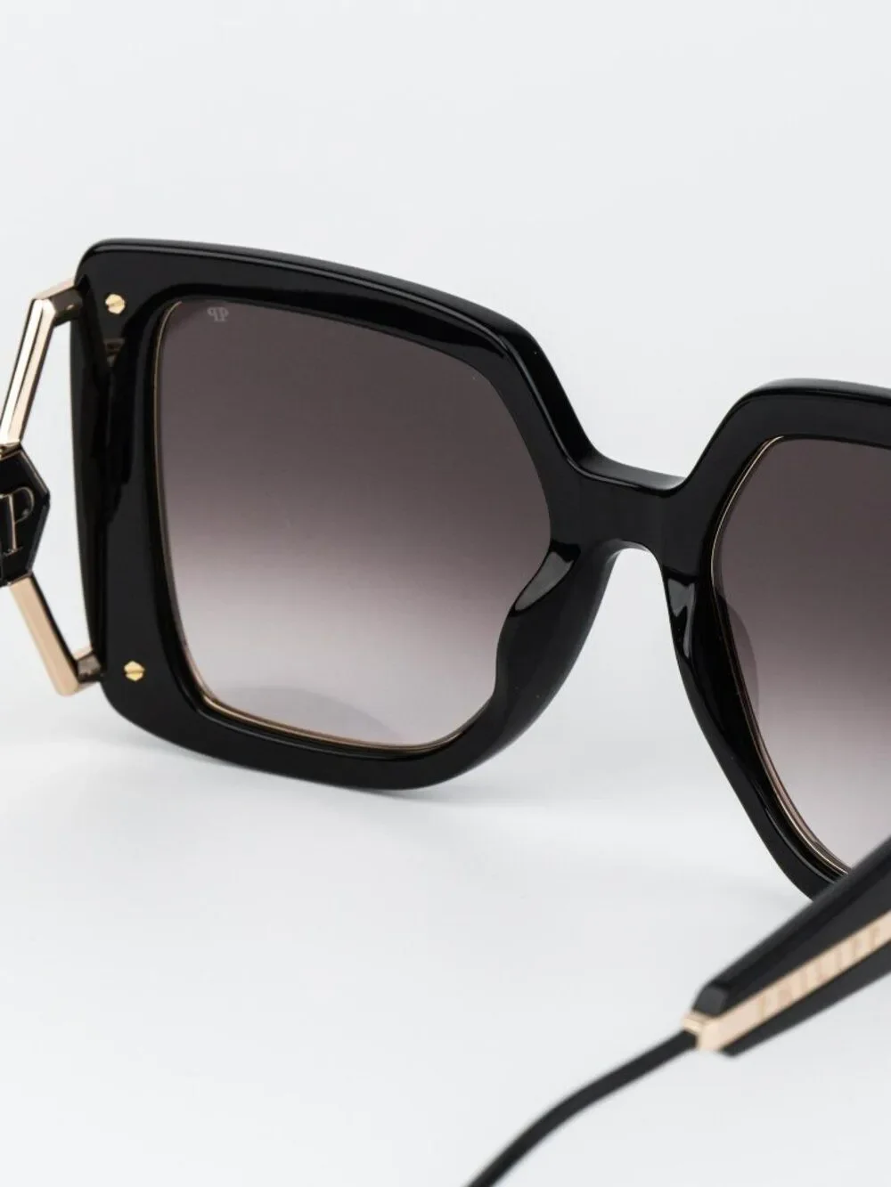 Philipp Plein Women Sunglasses Black Pink Gradient Square SPP121S 0700
